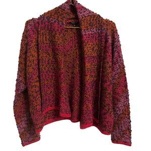 Rachel Roy Purple Orange Wool Blend Knit Open Front Cardigan Sweater Size MED
